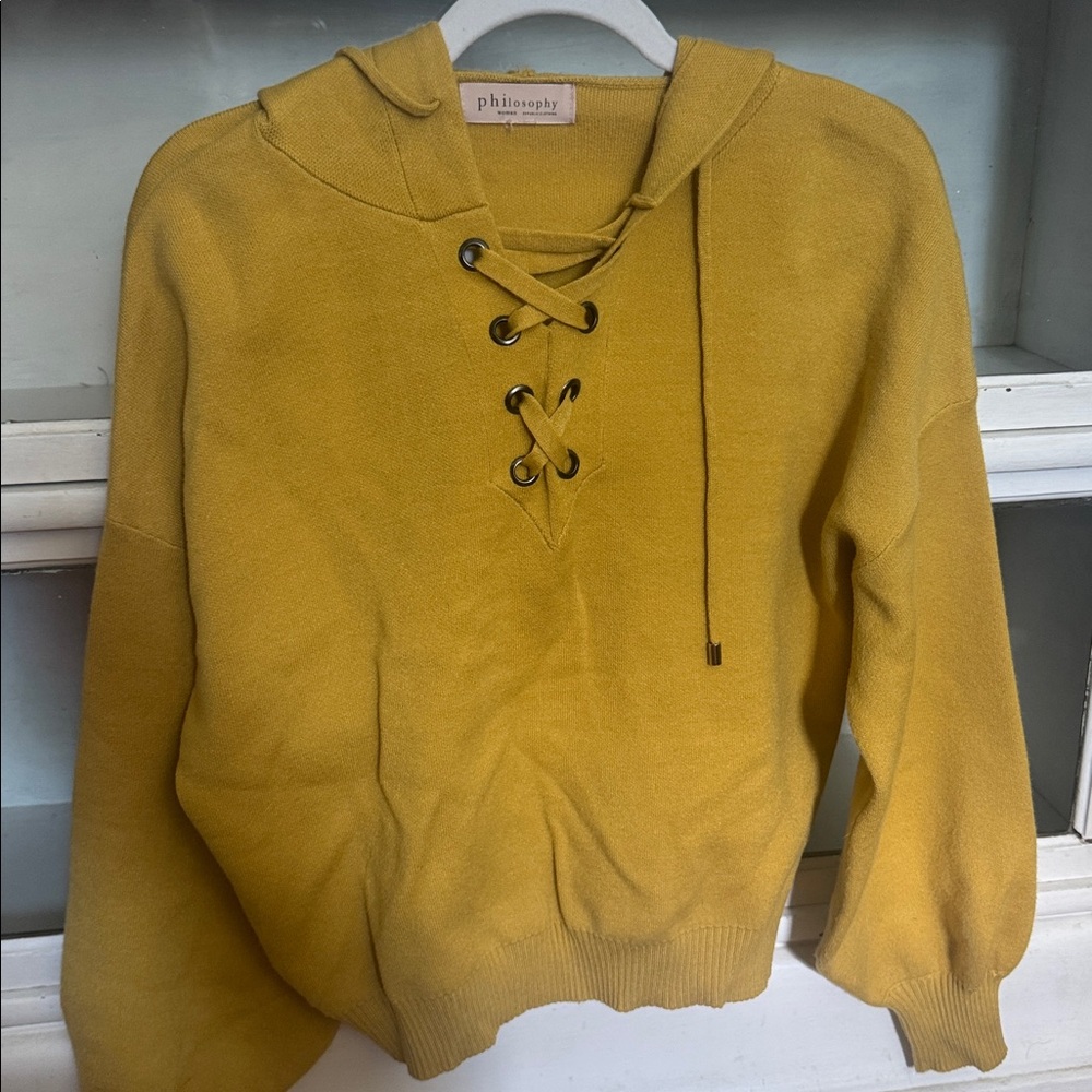 Philosophy Golden Yellow Lace-Up hooded Sweater